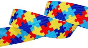 img 2 attached to 🧩 Autism Awareness Grosgrain Ribbon Hairbows - Craft Supplies, 7/8 Inch, 25 Yards