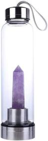 img 4 attached to SeaHome Crystal Glass Water Bottle: Gemstone Center Crystal Elixir, Natural Crystal Point Healing Obelisk Wand Energy Cup