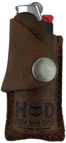 img 1 attached to Handmade Rustic Leather Lighter Protective Case in Bourbon Brown - Hide & Drink
