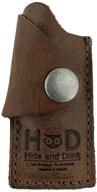handmade rustic leather lighter protective case in bourbon brown - hide & drink logo