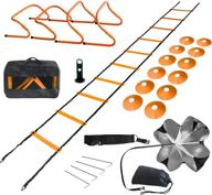 🏃 enhance your speed and agility with toco freido speed&amp;agility training set – 20ft agility ladder set with 12 rungs, 4 adjustable training hurdle, 12 disc cones, 2 resistance bands, 1 running parachute and footwork drills equipment логотип