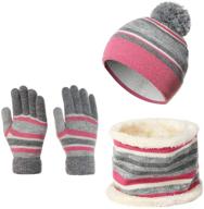 warmth and style in one: azarxis kids winter knitted 🧣 set - toddler beanies, hat, scarf, and gloves for boys and girls logo