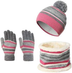 img 4 attached to Warmth and Style in One: Azarxis Kids Winter Knitted 🧣 Set - Toddler Beanies, Hat, Scarf, and Gloves for Boys and Girls