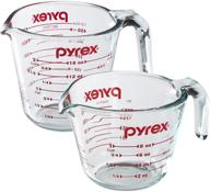 pyrex prepware 2-piece glass measuring set 1 and 2-cup, 2 pack - clear: reliable and accurate measurements logo