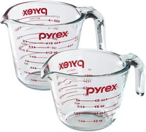 img 3 attached to Pyrex Prepware 2-Piece Glass Measuring Set 1 and 2-Cup, 2 Pack - Clear: Reliable and Accurate Measurements