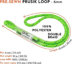 img 3 attached to 🧗 GM CLIMBING 6mm Prusik Cord Pre-Sewn 12in Loop: Ideal for Climbing, Arborist Rescue, Mountaineering & Outdoor Activities