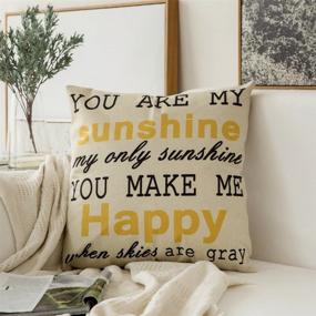 img 4 attached to MIULEE You are My Sunshine Decorative Throw Pillow Cover 🌞 - Farmhouse Linen Pillowcase for Couch or Living Room Sofa (18x18 Inch)