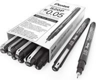 pentel arts pointliner fine tip drawing pen, 0.05mm, black ink, box of 12 pens (s20p-05a) logo