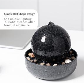 img 2 attached to CASLONEE 7.5 Inch Tall Tabletop Ball Fountain: LED-Lit Water Resin Decor for Home & Office