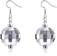 🕺 70s silver disco ball earrings: fun vintage dangle fashion for women - cool, unique mirror party jewelry logo