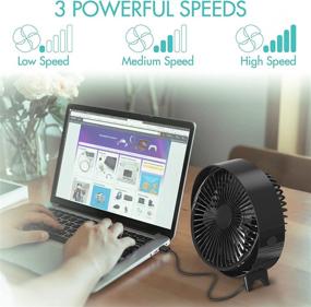 img 3 attached to 💨 7.3 Inch USB Desk Fan: Powerful & Portable Table Fan for Improved Cooling in Home, Office, Dorm & Outdoor Use - 360° Pivot, 3 Speeds, Quiet Operation