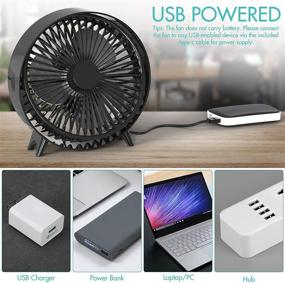 img 1 attached to 💨 7.3 Inch USB Desk Fan: Powerful & Portable Table Fan for Improved Cooling in Home, Office, Dorm & Outdoor Use - 360° Pivot, 3 Speeds, Quiet Operation