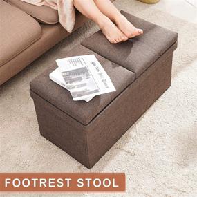 img 1 attached to Rolife Storage Ottoman With Tray Square Folding Ottoman Coffee Table Portable Footrest Stool Pale Turquoise