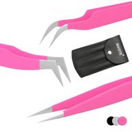 sivote lash tweezers: enhance eyelash extensions with volume, isolation & classic lashes - 3 pack, pink! logo