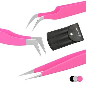 img 4 attached to SIVOTE Lash Tweezers: Enhance Eyelash Extensions with Volume, Isolation & Classic Lashes - 3 Pack, Pink!