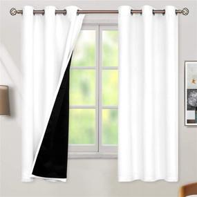 img 4 attached to 🌙 BGment Thermal Insulated 100% Blackout Curtains for Bedroom: Enhance Sleep Quality with Noise Reduction, Double Layered Room Darkening Drapes - Pure White, 42 x 63 Inch, 2 Panels