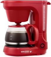 ☕ holstein housewares 5-cup compact coffee maker in red: convenient, user-friendly, with auto pause & serve functions logo