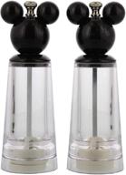 disney minnie & mickey mouse salt pepper grinder set – disney mills, set of 2 – ideal for tabletop – easy fill, clear plastic/black logo