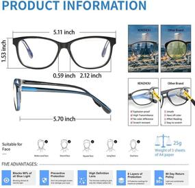 img 1 attached to 👓 K KENZHOU Blue Light Glasses for Women- Computer Glasses Blue Light Blocking- Blue Blocker Men/Women- Square Eyeglasses, Anti Blue Ray/ Anti Eye Strain (Blue)