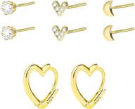 💎 gold small stud earrings set for women girls - 4 pairs huggie hoop and stud earring sets for multiple piercings logo