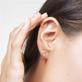 img 3 attached to 💎 Gold Small Stud Earrings Set for Women Girls - 4 Pairs Huggie Hoop and Stud Earring Sets for Multiple Piercings