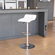 🪑 contemporary white vinyl barstool with adjustable height, quilted wave seat, and chrome base by flash furniture логотип