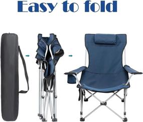 img 1 attached to 🪑 JEAOUIA Heavy Duty Folding Camping Chair for Adults (2 Pack) - Support 300 LBS with Removable Footrest, Cup Holder, Pillow, and Carry Bag - Portable Outdoor Armchair