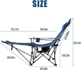 img 3 attached to 🪑 JEAOUIA Heavy Duty Folding Camping Chair for Adults (2 Pack) - Support 300 LBS with Removable Footrest, Cup Holder, Pillow, and Carry Bag - Portable Outdoor Armchair