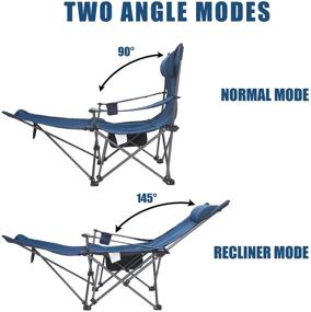 img 2 attached to 🪑 JEAOUIA Heavy Duty Folding Camping Chair for Adults (2 Pack) - Support 300 LBS with Removable Footrest, Cup Holder, Pillow, and Carry Bag - Portable Outdoor Armchair