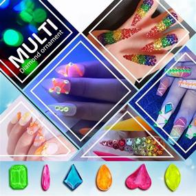 img 3 attached to 💎 Neon Rhinestones for Nails - 6 Pots & 6 Bags with Over 2200 Pcs Luminous Party/Theme Charms Stone, Polarized Light 3D Nail Iridescent Beads Decoration. Includes Bonus Tweezers Picking Pen.