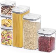 🍽️ anvava 6-piece airtight food storage containers set - kitchen pantry organization and storage containers with one-button opening, clear plastic storage canisters with airtight lids, bpa free логотип