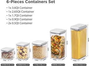 img 2 attached to 🍽️ ANVAVA 6-Piece Airtight Food Storage Containers Set - Kitchen Pantry Organization and Storage Containers with One-Button Opening, Clear Plastic Storage Canisters with Airtight Lids, BPA Free