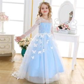 img 2 attached to 👑 Bow Dream Elegant Lace Floor Length Flower Girl Dress: Perfect for Pageants, Princesses, Proms & Puffy Ball Gowns