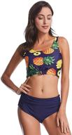 🌺 floral long sleeve 2 piece swimsuit for women: backless tankini with lace up crop tops logo