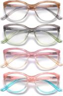 👓 olipunt 4 pack fashion ladies computer readers +2.0: blue light blocking, anti glare uv eyeglasses for women with spring hinges logo