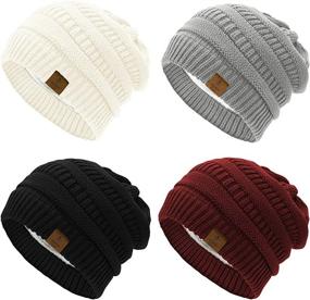 img 4 attached to 🧣 Durio Mens Womens Knit Beanie Hat - Winter Thick Solid Fleece Lined Unisex Skiing Beanies for Warmth