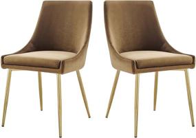 img 3 attached to 🪑 Modway Viscount Performance Velvet Upholstered Side Dining Chairs Set of 2, Gold Cognac - Elegant and Comfortable Seating for Your Dining Space