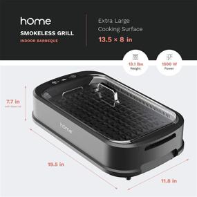 img 2 attached to Smokeless Indoor Electric Grill by hOmeLabs - Non-Stick Grates, Glass Lid, 1500W Fast Heating, Digital Control with Bonus Griddle Plate