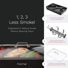 img 1 attached to Smokeless Indoor Electric Grill by hOmeLabs - Non-Stick Grates, Glass Lid, 1500W Fast Heating, Digital Control with Bonus Griddle Plate