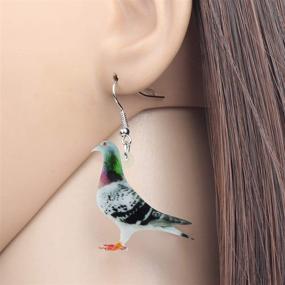 img 3 attached to 🦜 NEWEI Acrylic Dangle Bird Earrings - Unique Carrier Pigeon Animal Jewelry for Women, Kids, Girls - Charms Gift