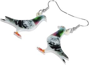 img 2 attached to 🦜 NEWEI Acrylic Dangle Bird Earrings - Unique Carrier Pigeon Animal Jewelry for Women, Kids, Girls - Charms Gift