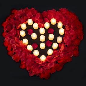 img 4 attached to 🌹 3000 PCS Artificial Silk Red Rose Petals and 20 PCS LED Candles: Perfect Romantic Night, Wedding, Event, or Party Decoration with Flameless Flickering Candle Ambiance