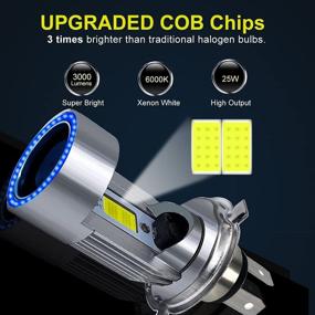 img 2 attached to 🏍️ H4 LED Headlight Bulb for Motorcycle Hi/Lo Beam with Angle Eye DRL - 9003 HB2 HS1 P43t, 25W 3000LM COB Chips - Super Bright Xenon White 6000K