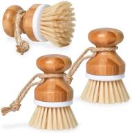 🧽 set of 3 supkiir bamboo dish brushes, wooden scrubbing brushes for dishes, pots, pans, kitchen sink, bathroom, household cleaning logo