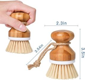 img 3 attached to 🧽 Set of 3 Supkiir Bamboo Dish Brushes, Wooden Scrubbing Brushes for Dishes, Pots, Pans, Kitchen Sink, Bathroom, Household Cleaning