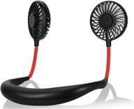 portable neck fan - usb rechargeable fan with adjustable speeds - prime rechargeable neck fans with led lights (black) logo