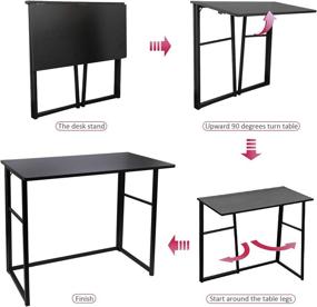 img 2 attached to 📚 Compact Foldable Writing Desk for Small Space Offices - Portable and No-Assembly E1 Environmentally Friendly Double-Sided Board Table Home Office Desk