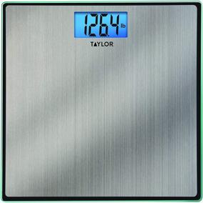 img 4 attached to 📊 Taylor Precision Products 400 LB Capacity Digital Body Weight Scale with Brushed Stainless Steel Thin Glass Platform, Blue LCD Display, Durable 11.8 x 11.8 Inches Platform, Stainless Steel Construction