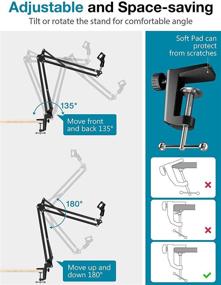 img 3 attached to InnoGear Upgraded Microphone Arm Stand with Screw Adapter Clip for Blue Yeti Snowball, Yeti Nano, Yeti x and Other Mics - Medium Size