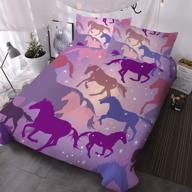 🐴 blessliving twin horse comforter cover sets - pink purple horse bedding twin size bed - teen cute horse duvet cover with sparkle stars - bedspreads for kids, women, and boys logo